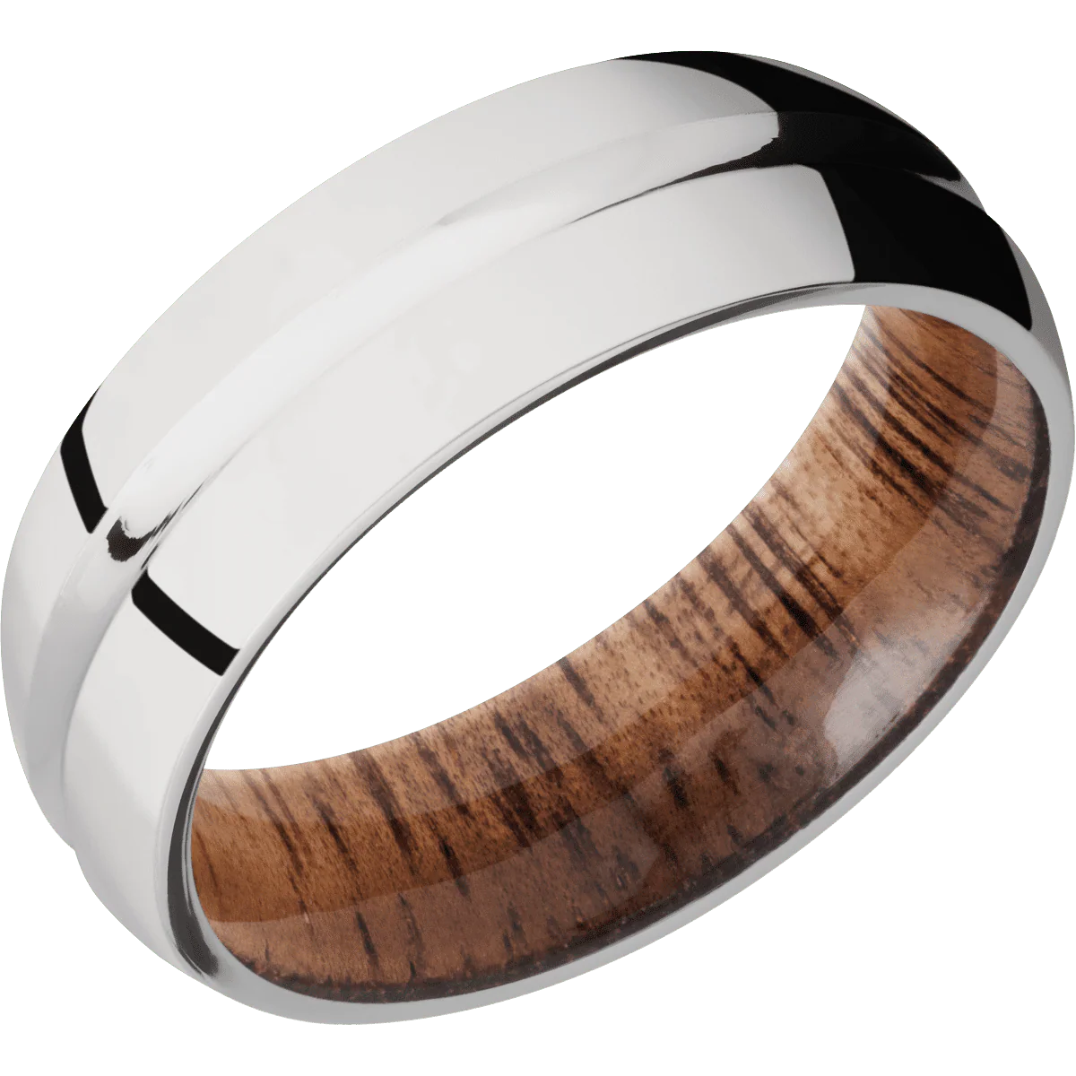 14K White Gold + Polish , Polish Finish + Koa - Image 2