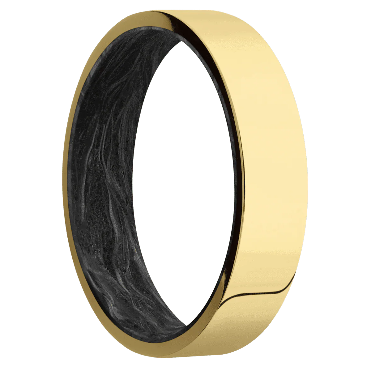 14K Yellow Gold + Polish Finish + Forged Carbon Fiber