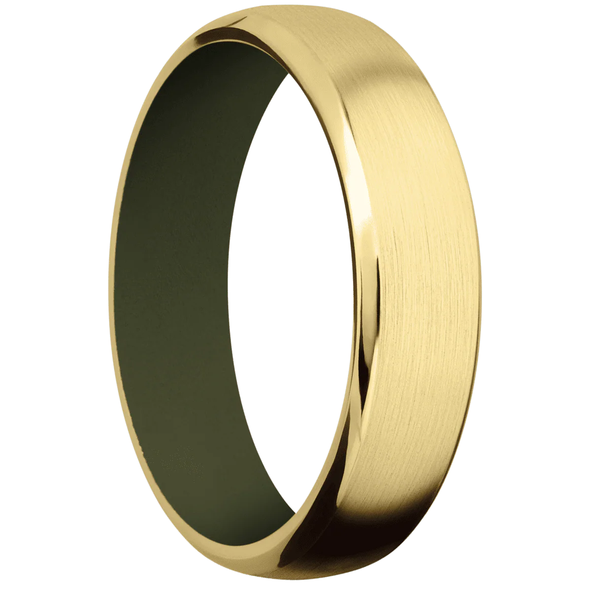 14K Yellow Gold + Satin , Polish Finish + Vintage Green