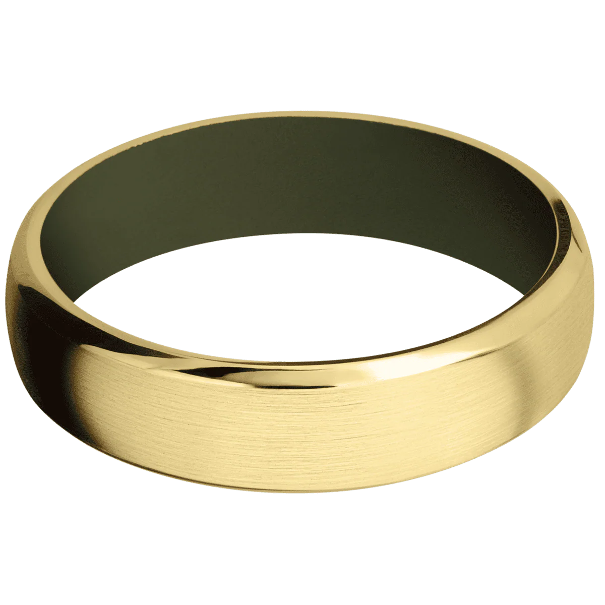 14K Yellow Gold + Satin , Polish Finish + Vintage Green - Image 3