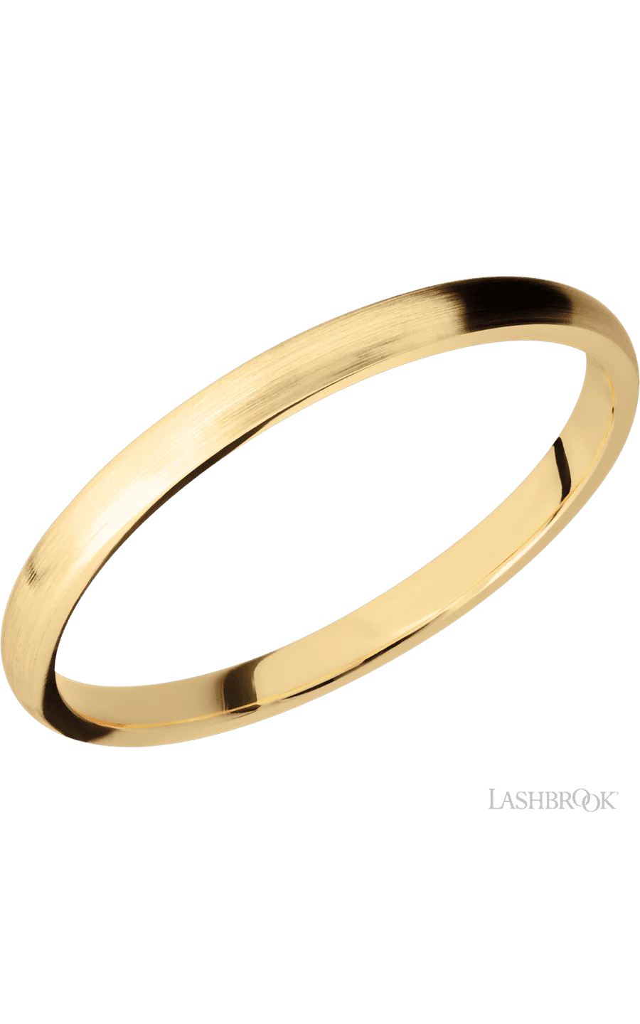 2 mm wide Domed 14K Yellow Gold band.