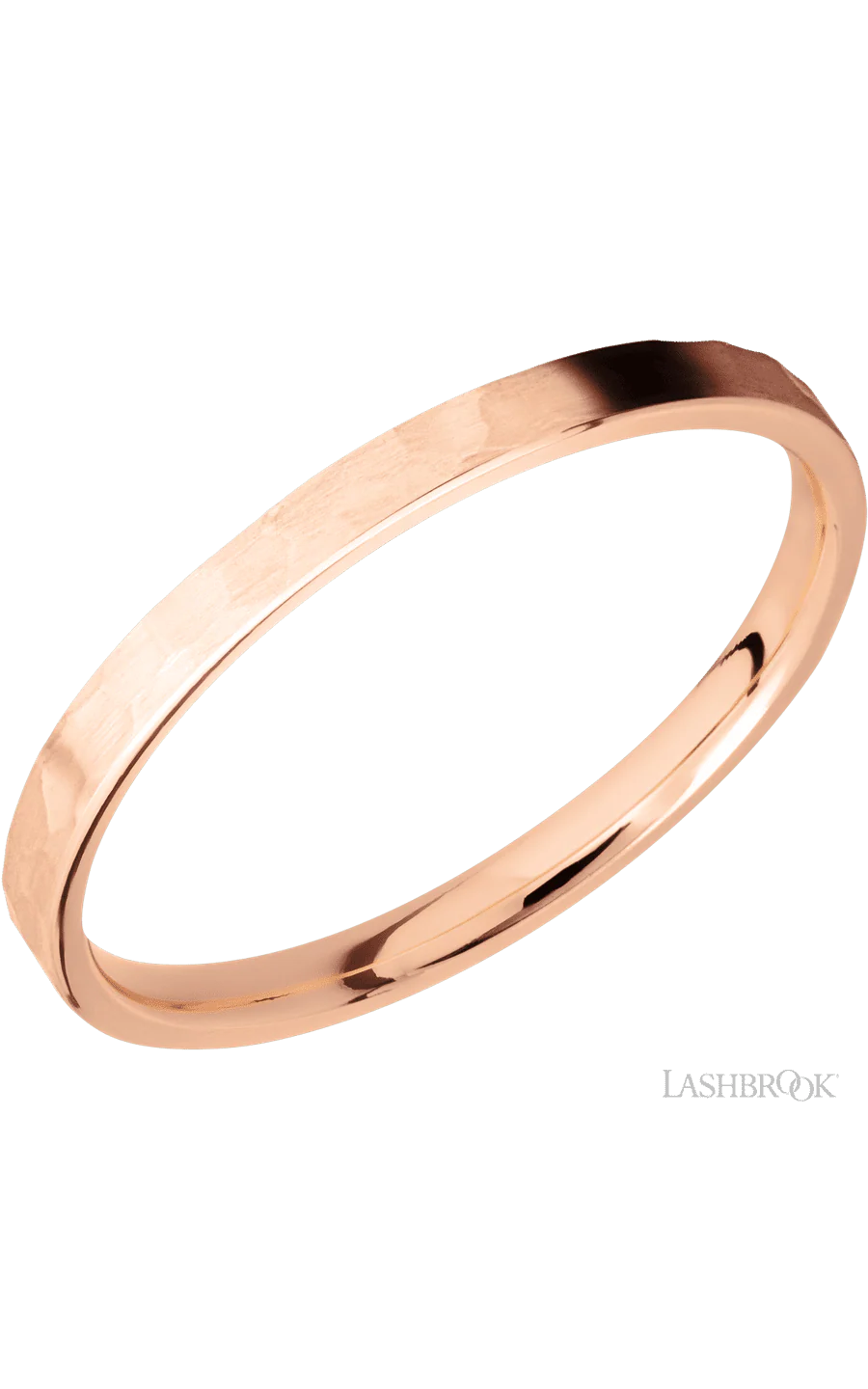 2 mm wide Flat 14K Rose Gold band.