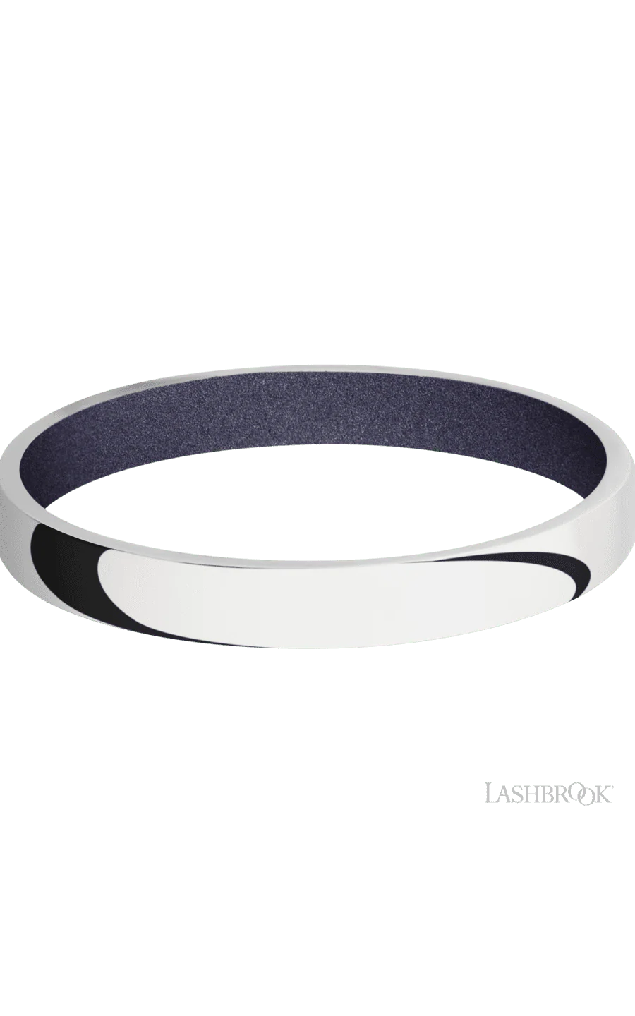 3 mm wide Domed 10K White Gold band featuring a Crushed Orchid sleeve. - Image 3
