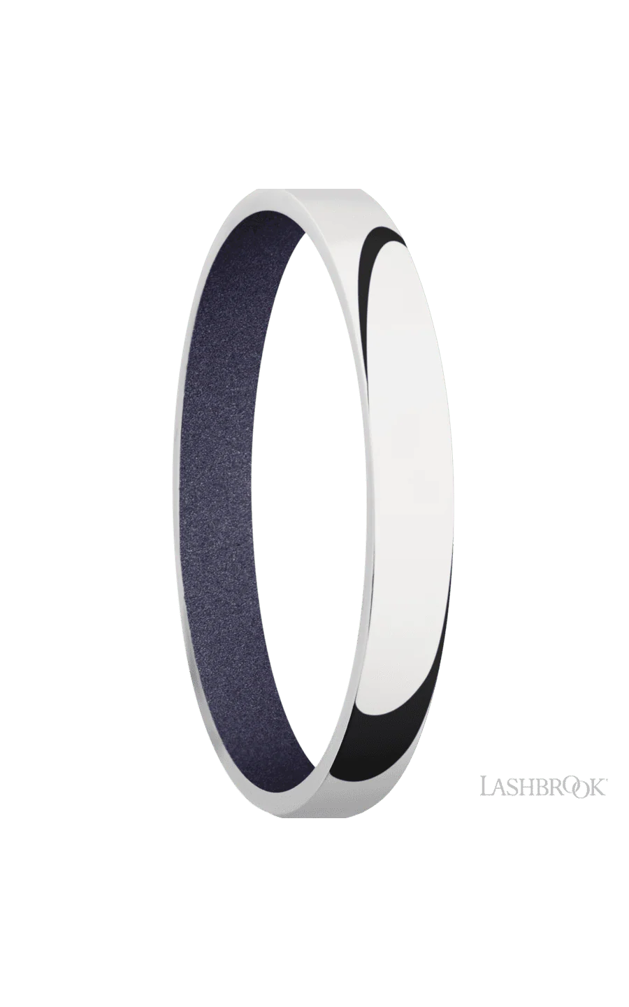 3 mm wide Domed 14K White Gold band featuring a Crushed Orchid sleeve. - Image 2
