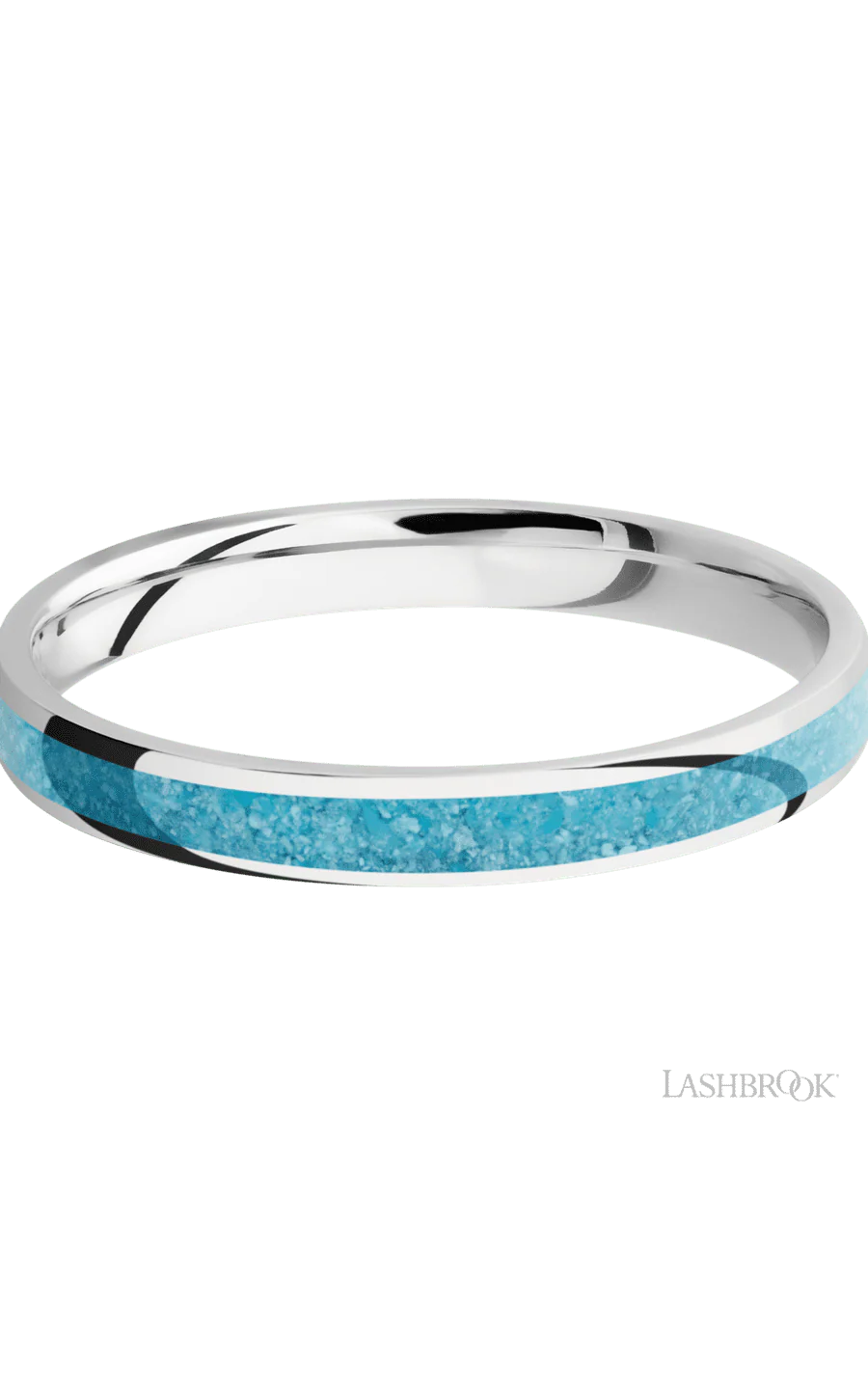 3 mm wide/Domed/Cobalt Chrome band with one 2 mm Centered inlay of Turquoise. - Image 3