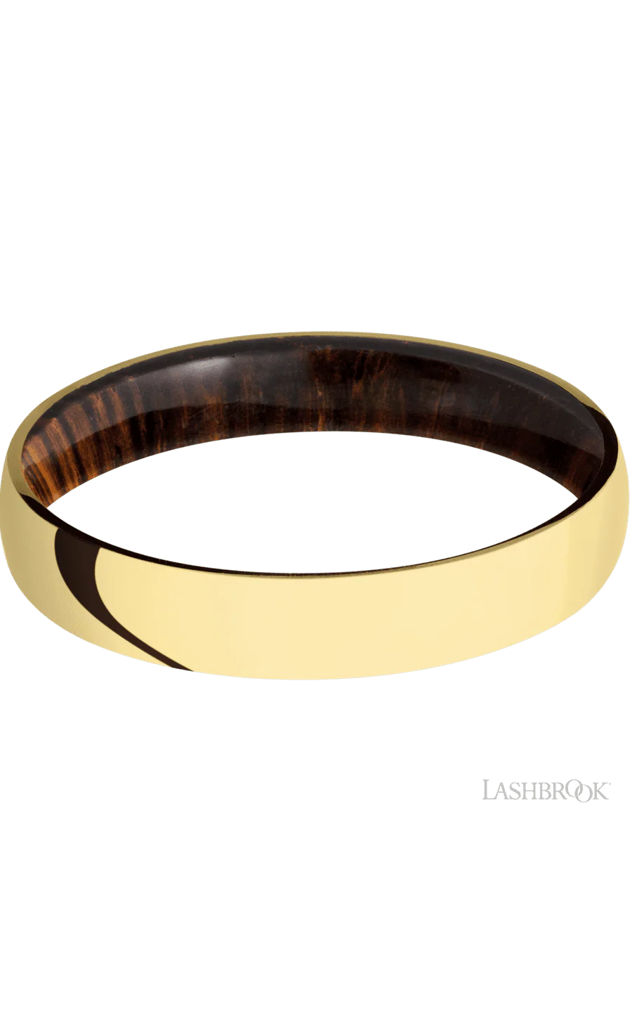 4 mm wide Domed 14K Yellow Gold band featuring a Cocobolo sleeve. - Image 3