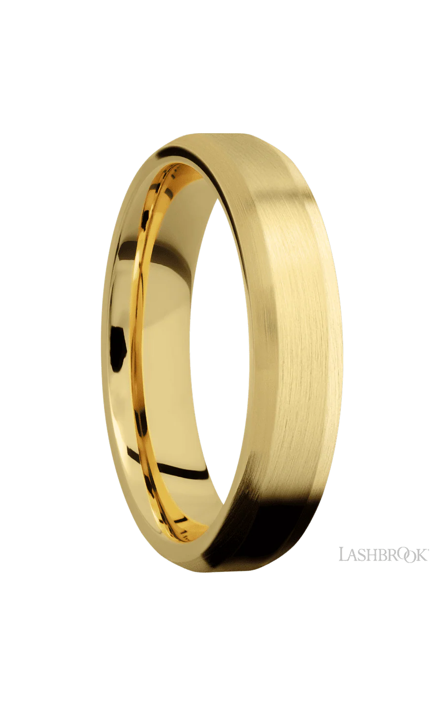 5 mm wide Beveled 14K Yellow Gold band. - Image 2