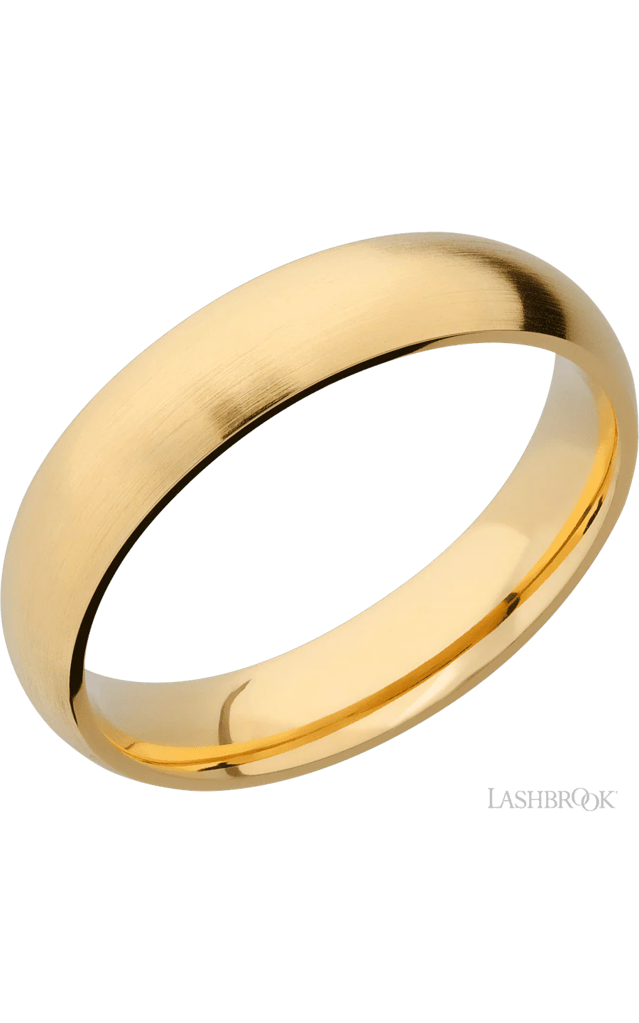5 mm wide Domed 14K Yellow Gold band.
