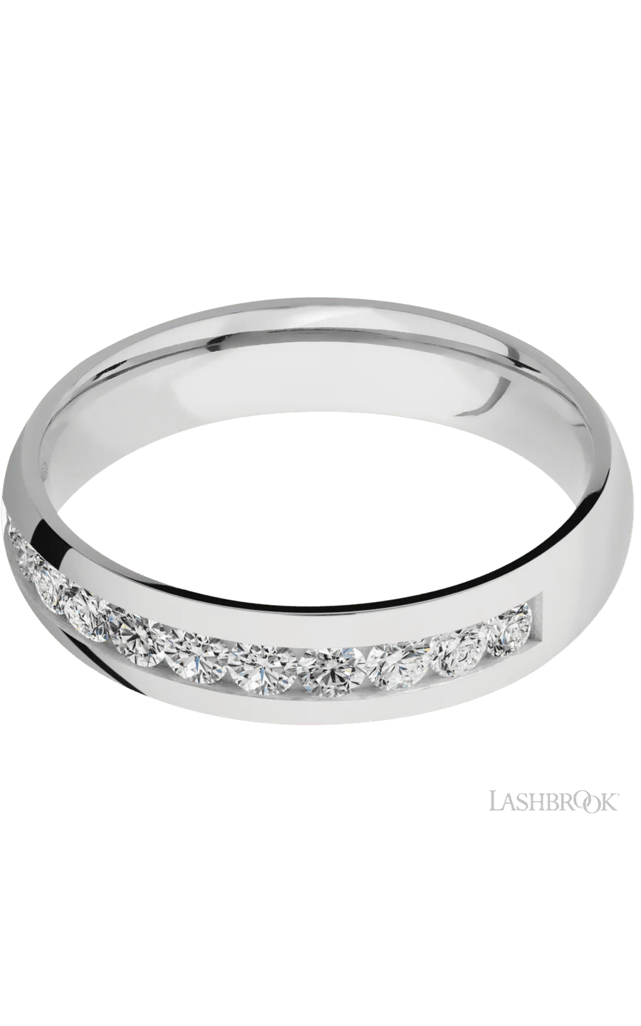 5 mm wide/Domed/Cobalt Chrome band with a Half Eternity arrangement of .07 carat Round Diamond stones in a Channel setting. - Image 3