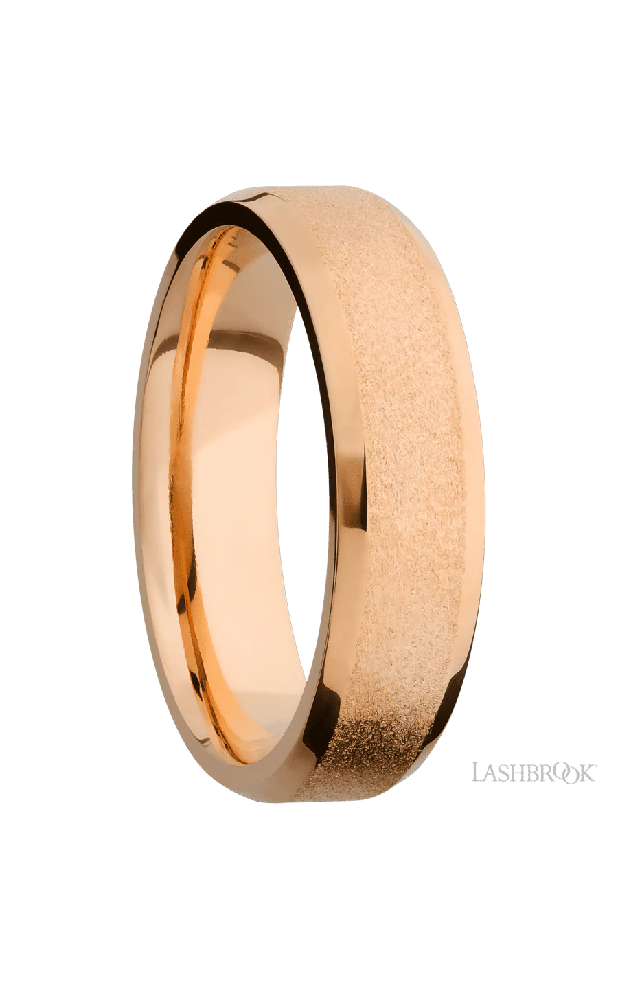 6 mm wide Beveled 14K Rose Gold band. - Image 2