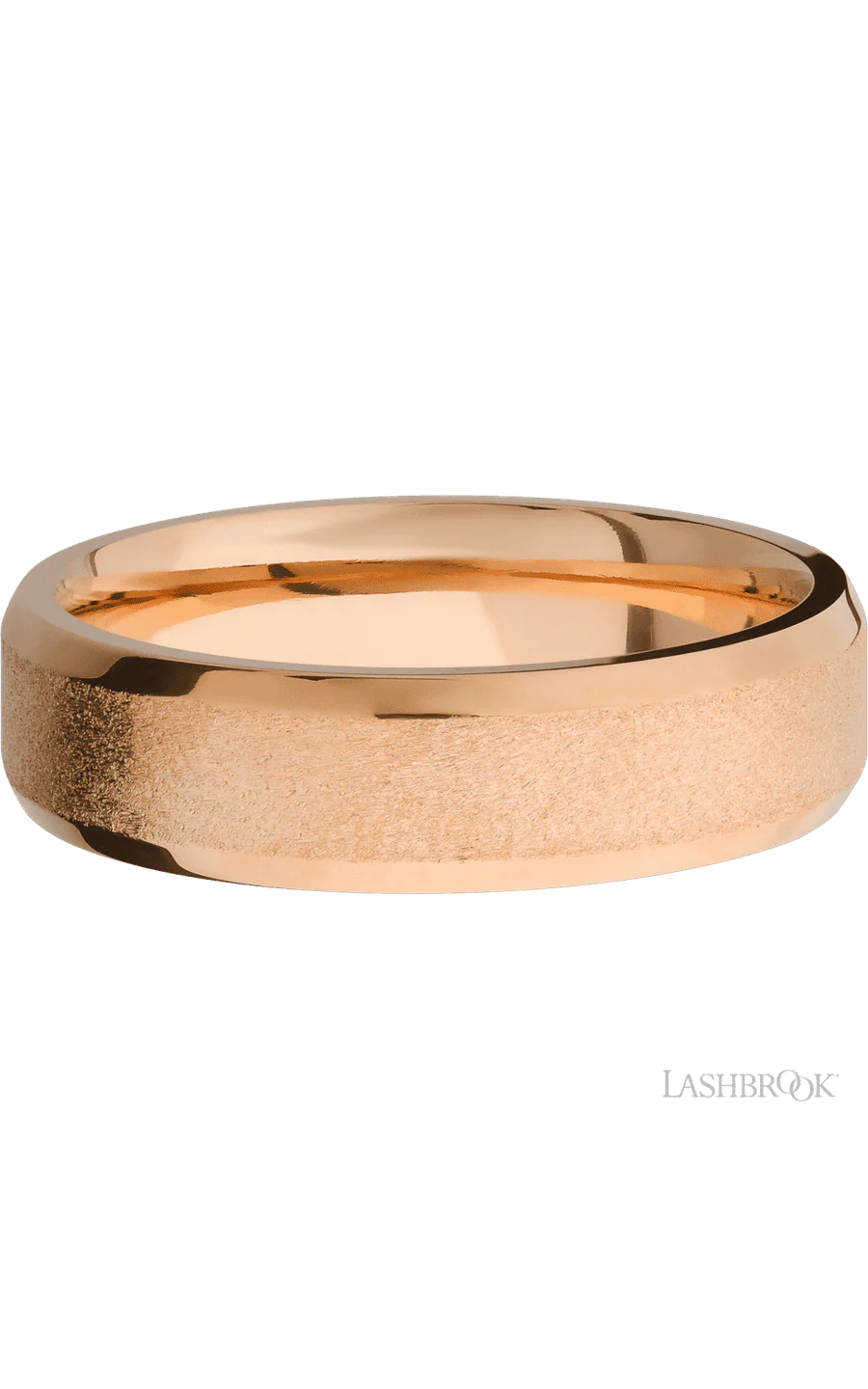 6 mm wide Beveled 14K Rose Gold band. - Image 3