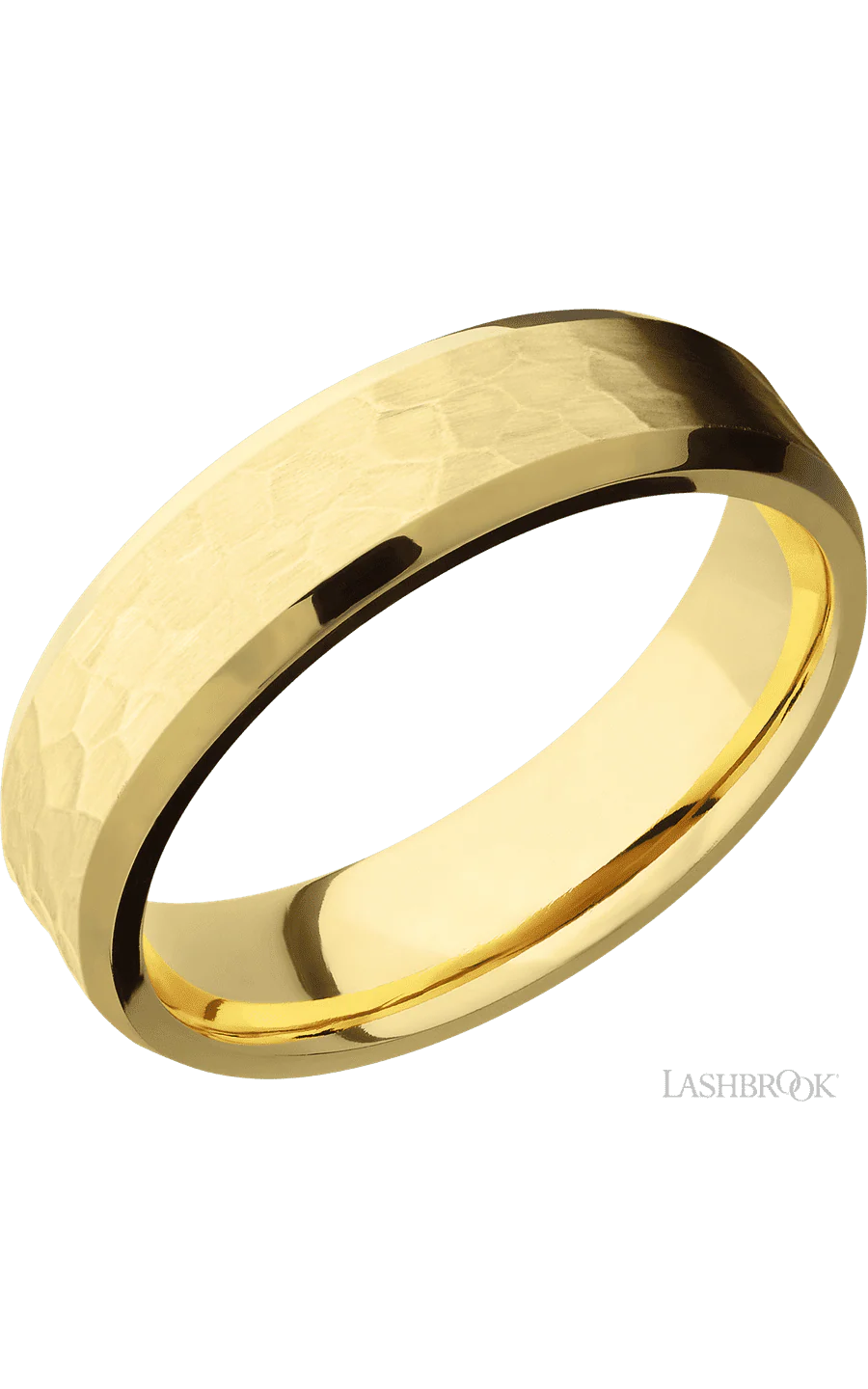 6 mm wide Beveled 14K Yellow Gold band.