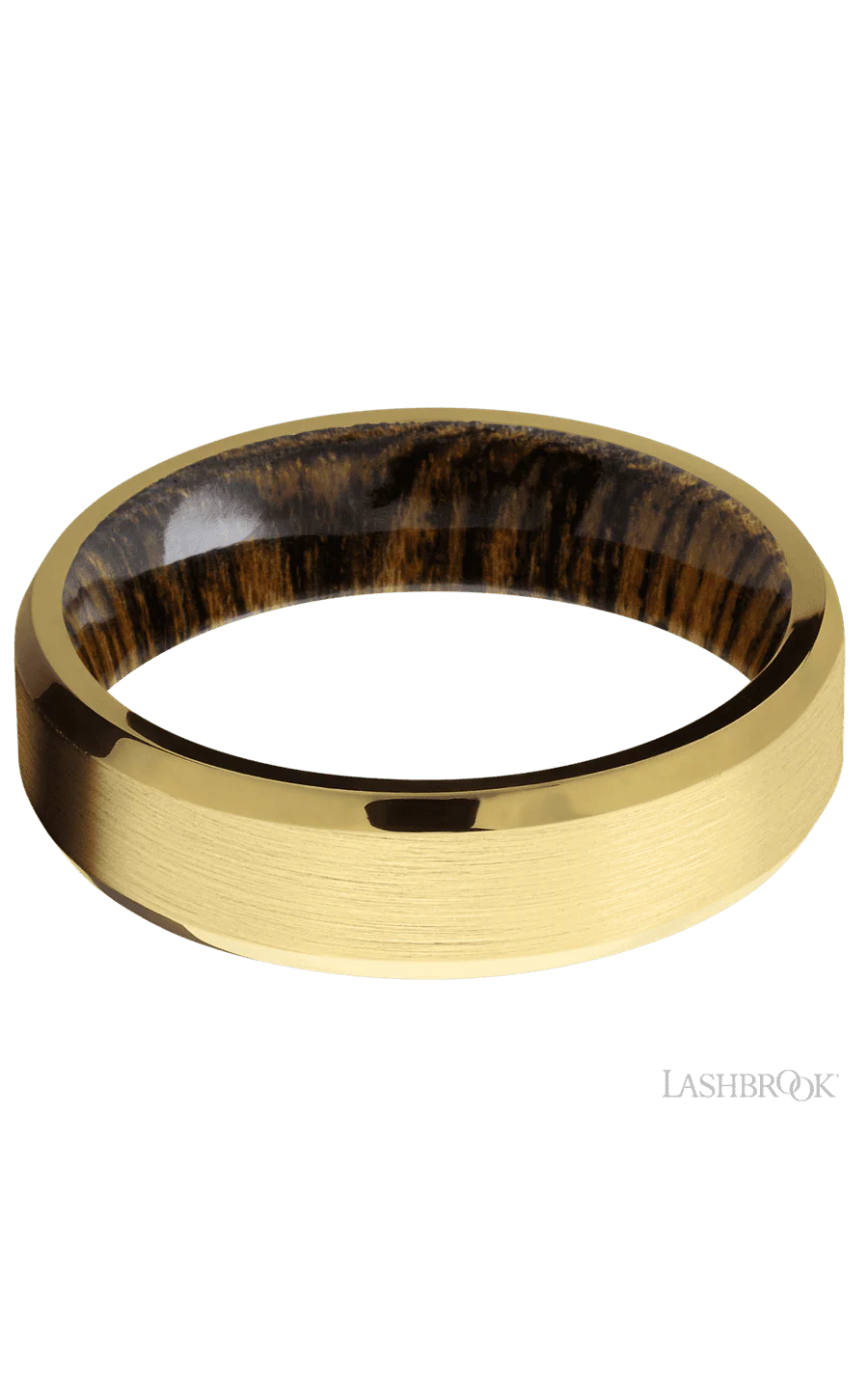 6 mm wide Beveled 18K Yellow Gold band featuring a Bocote sleeve. - Image 3