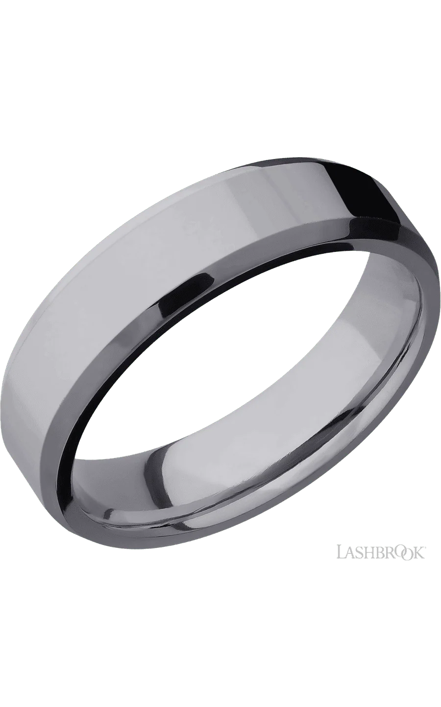 6 mm wide Beveled Tantalum band.