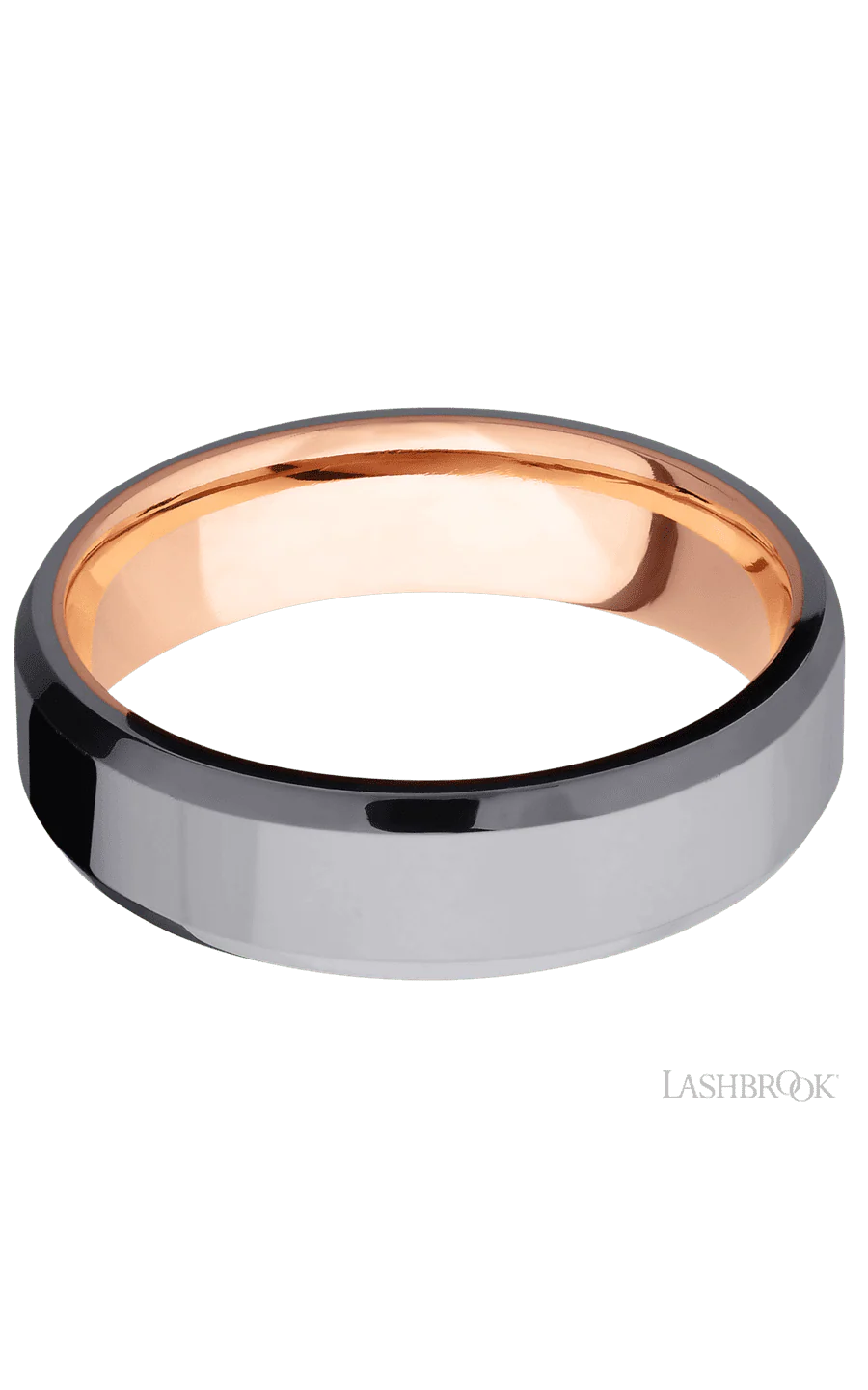 6 mm wide Beveled Tantalum band featuring a 14K Rose Gold sleeve. - Image 3