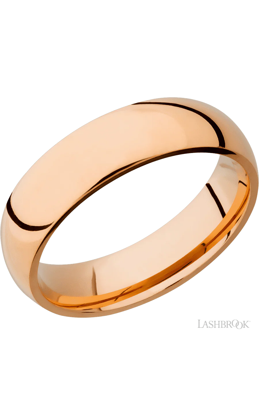 6 mm wide Domed 14K Rose Gold band.
