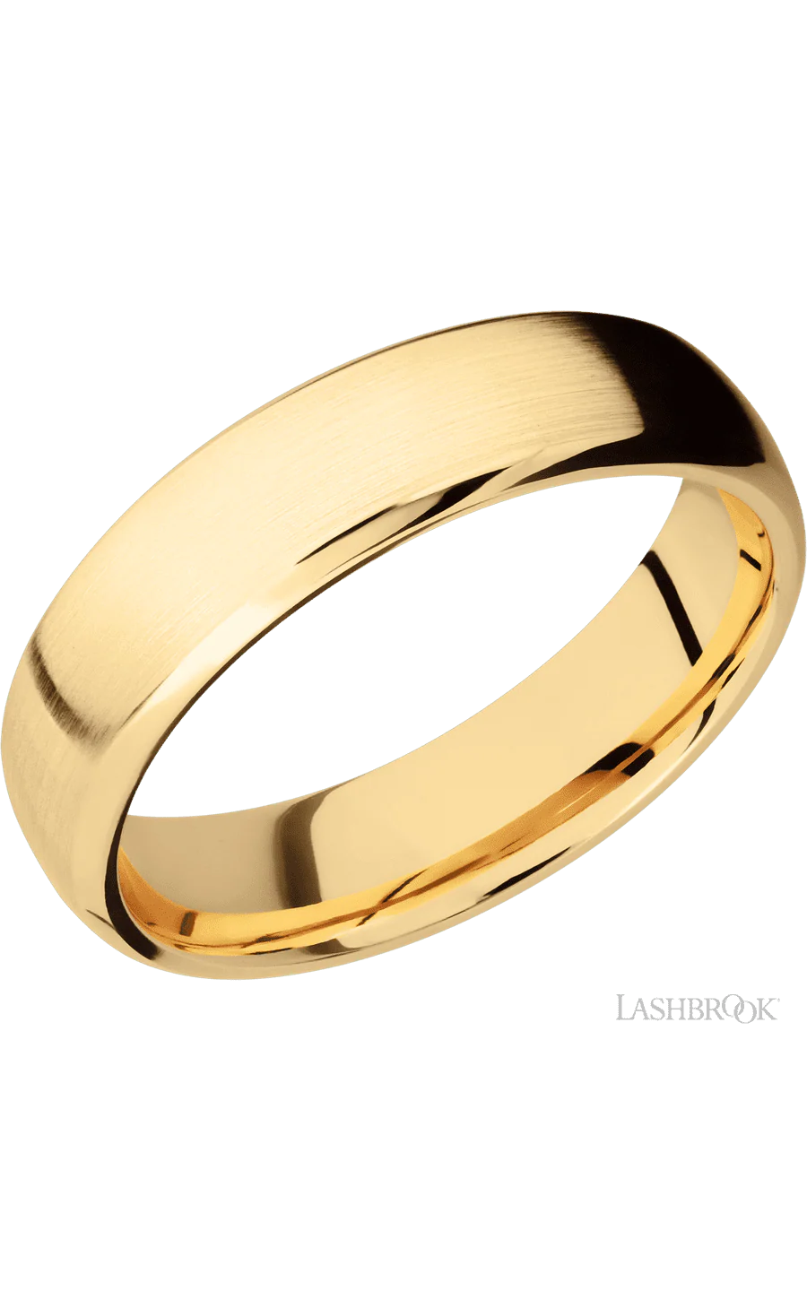 6 mm wide Domed Bevel 14K Yellow Gold band.