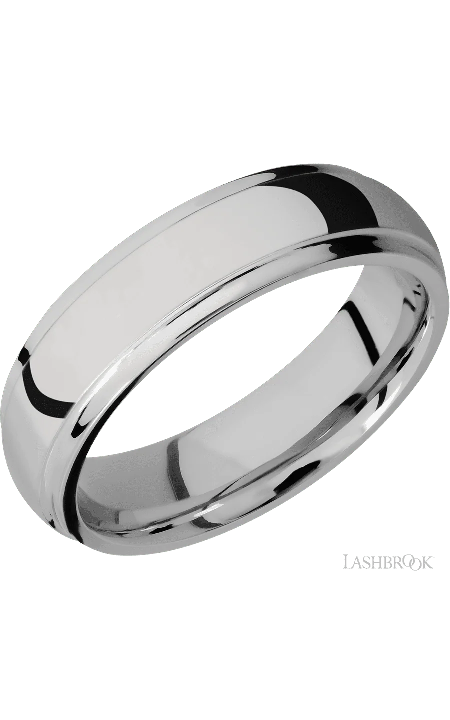 6 mm wide Domed Stepped Down Edges Titanium band.