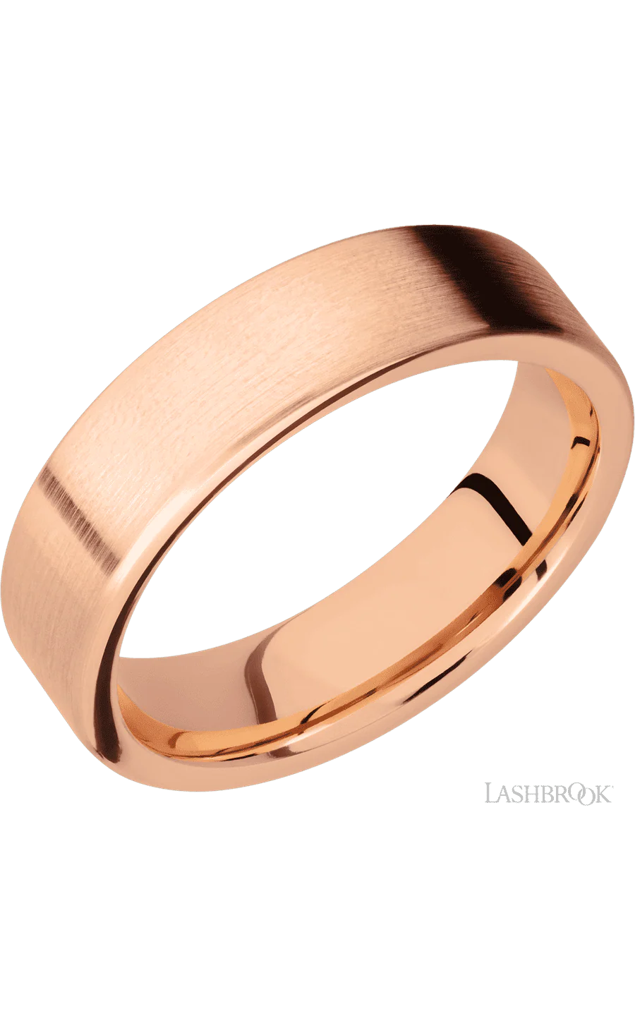 6 mm wide Flat 14K Rose Gold band.