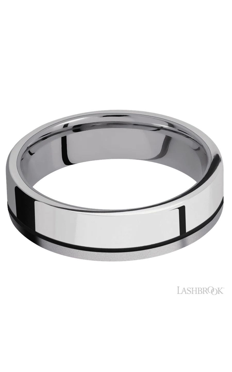 6 mm wide/Flat/Tantalum band with one 4 mm Off Center Edge inlay of Palladium Silver. - Image 3