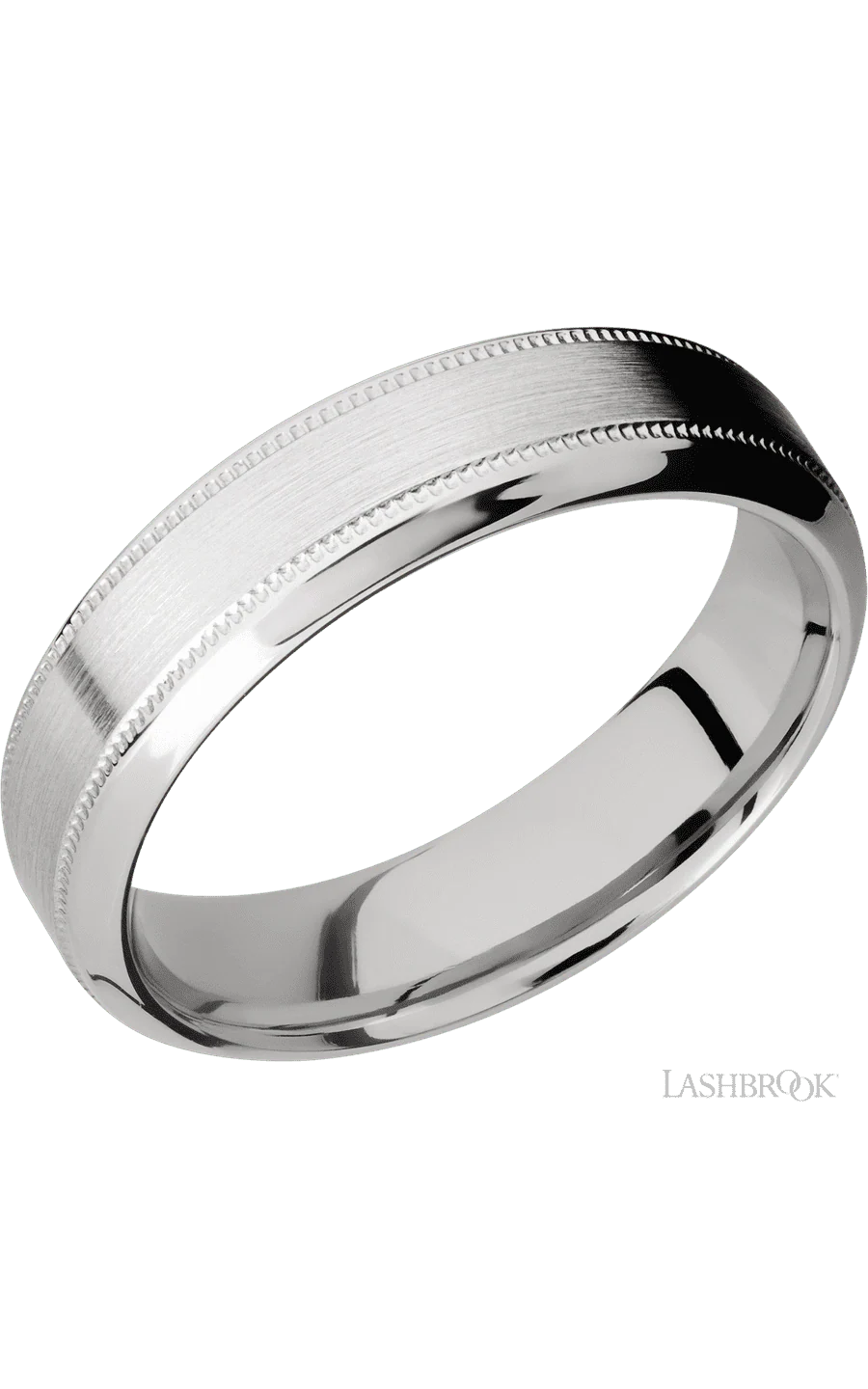 6 mm wide High Bevel Milgrain 14K White Gold band.