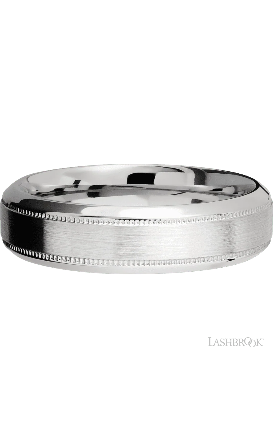 6 mm wide High Bevel Milgrain 14K White Gold band. - Image 3