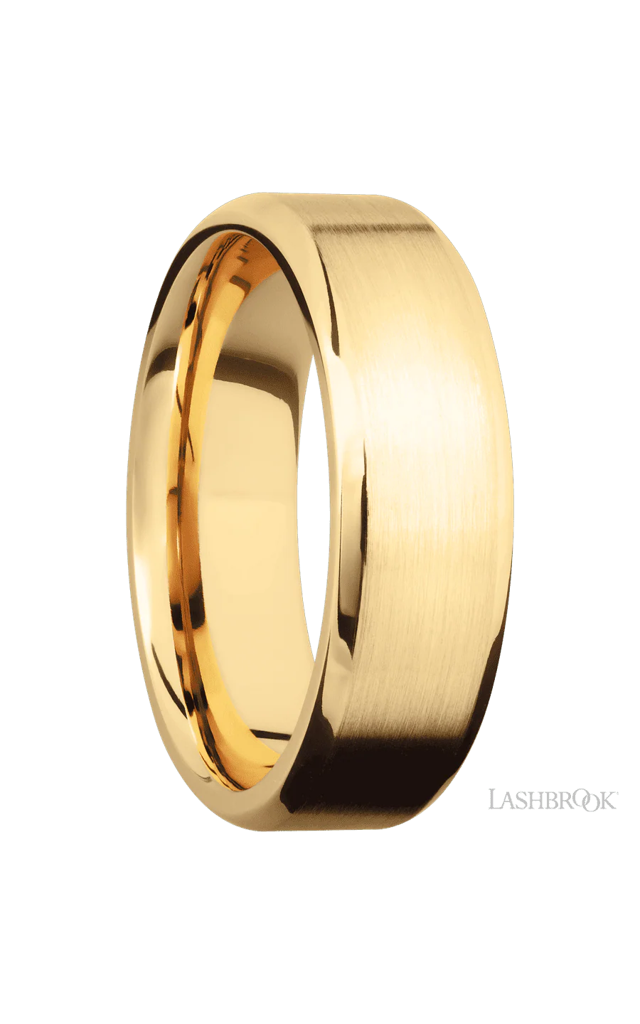 7 mm wide Beveled 10K Yellow Gold band. - Image 2