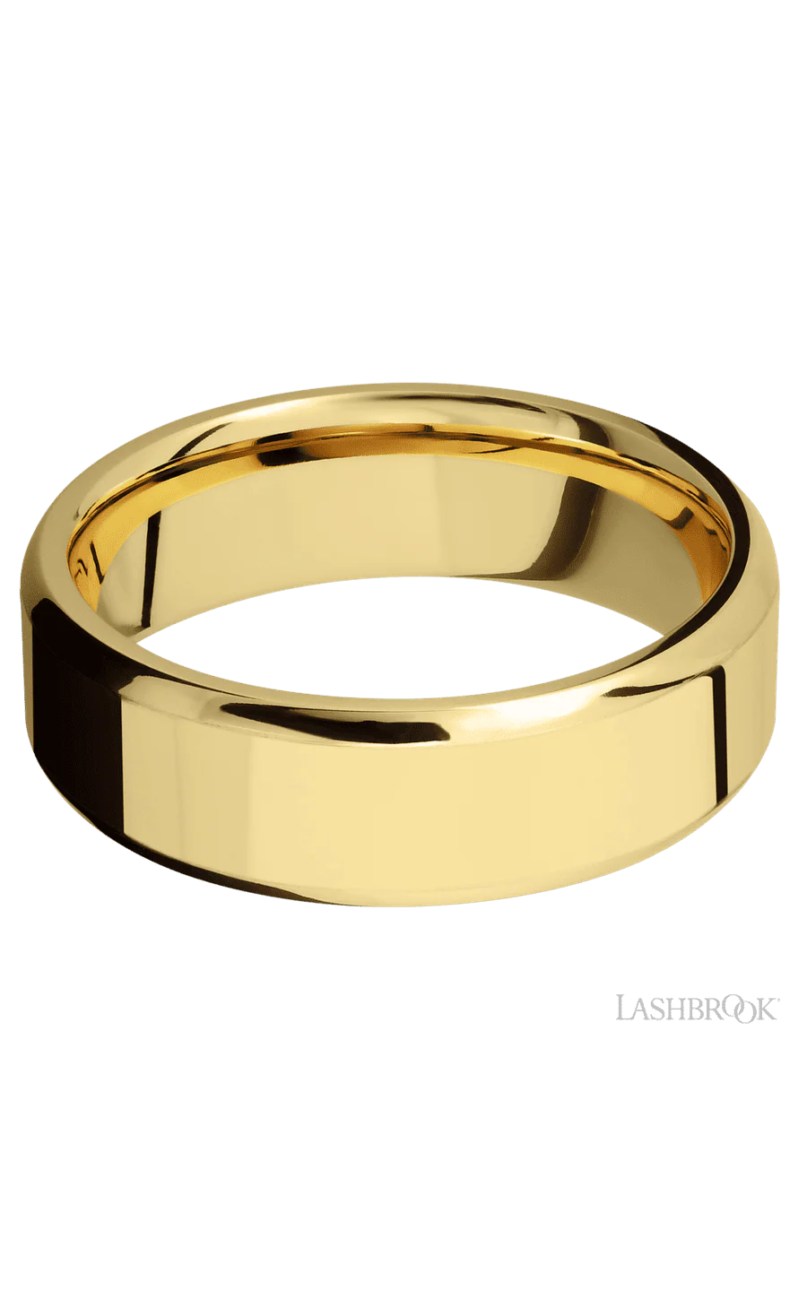 7 mm wide Beveled 14K Yellow Gold band. - Image 3