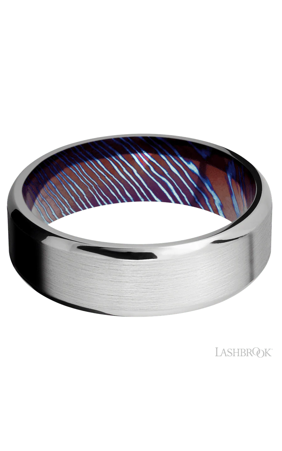 7 mm wide Beveled Cobalt Chrome band featuring a Titanium Damascus sleeve. - Image 3