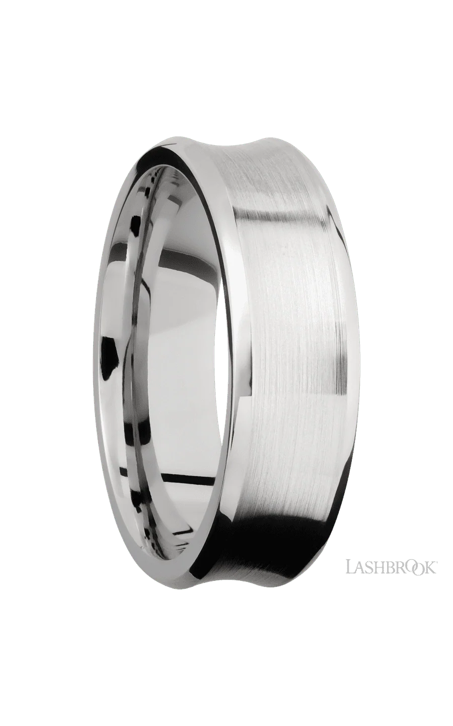 7 mm wide Concave Bevel 14K White Gold band. - Image 2