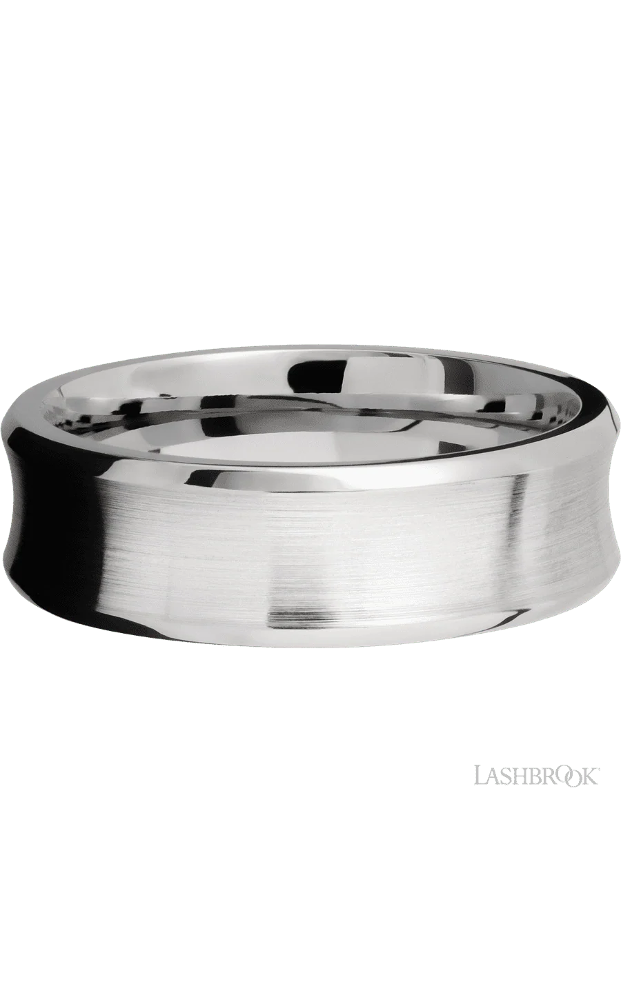 7 mm wide Concave Bevel 14K White Gold band. - Image 3