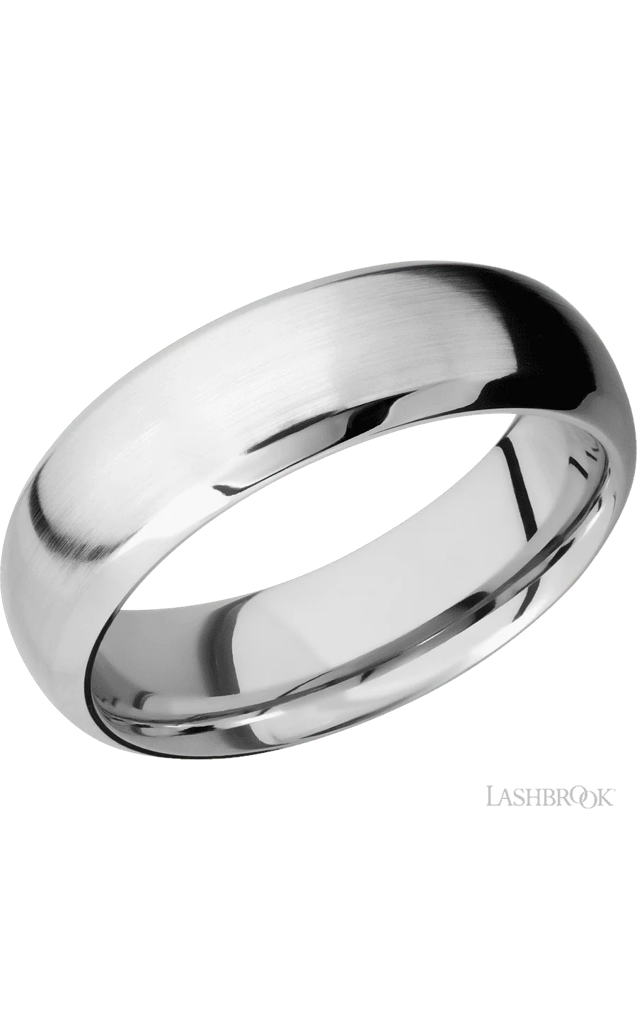 7 mm wide Domed Bevel 14K White Gold band.