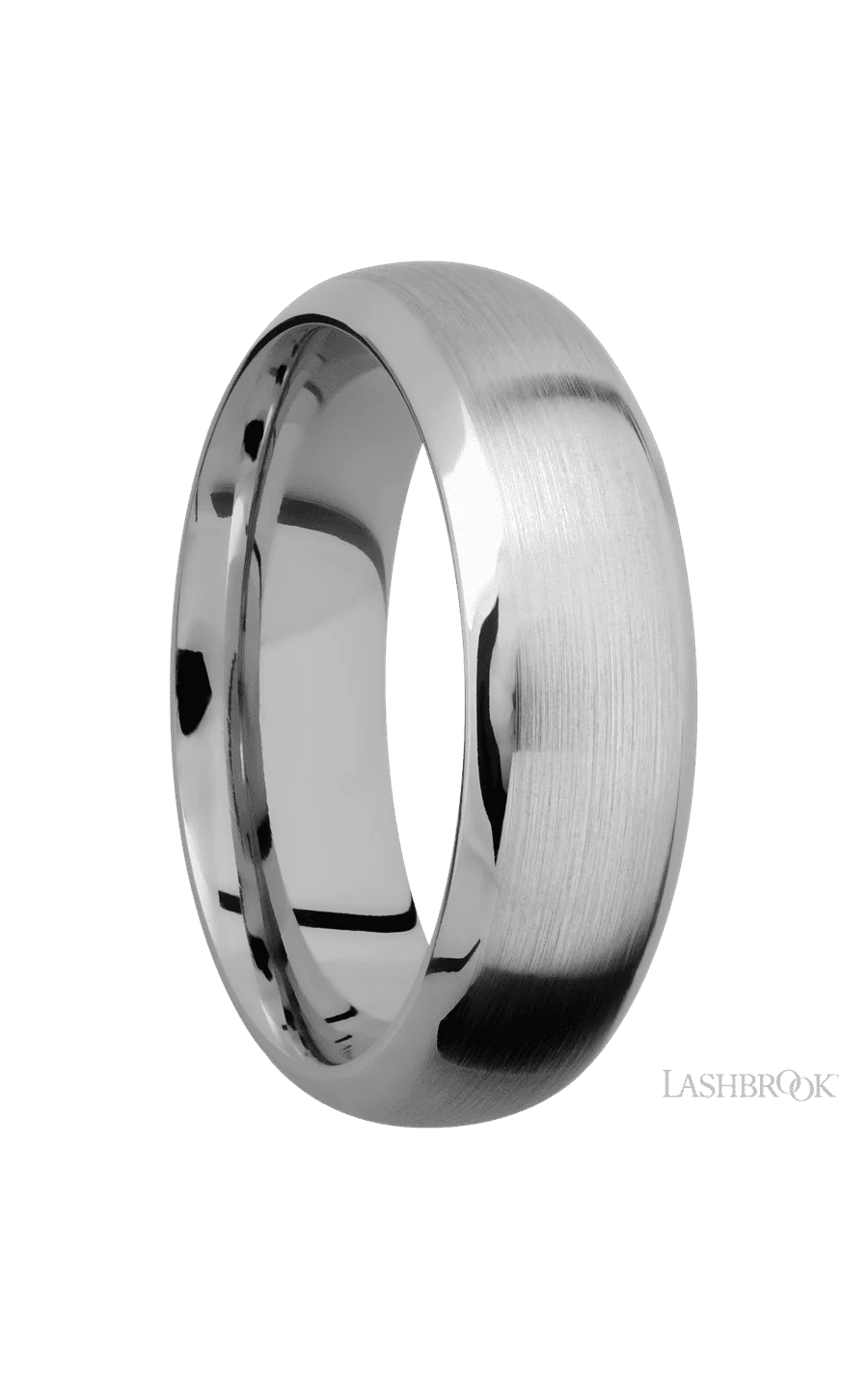 7 mm wide Domed Bevel 14K White Gold band. - Image 2