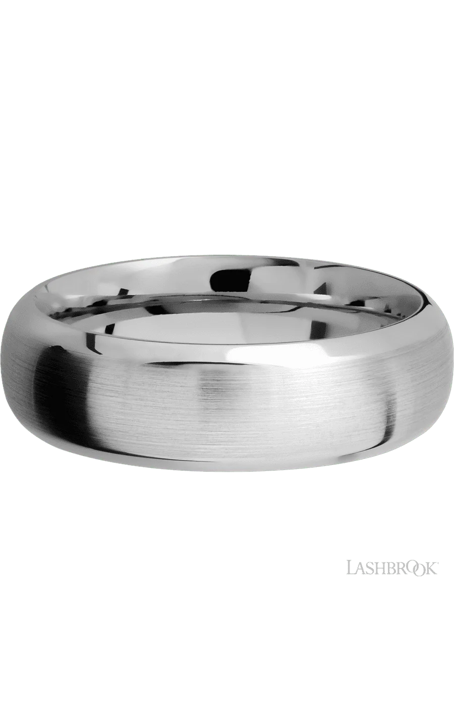 7 mm wide Domed Bevel 14K White Gold band. - Image 3