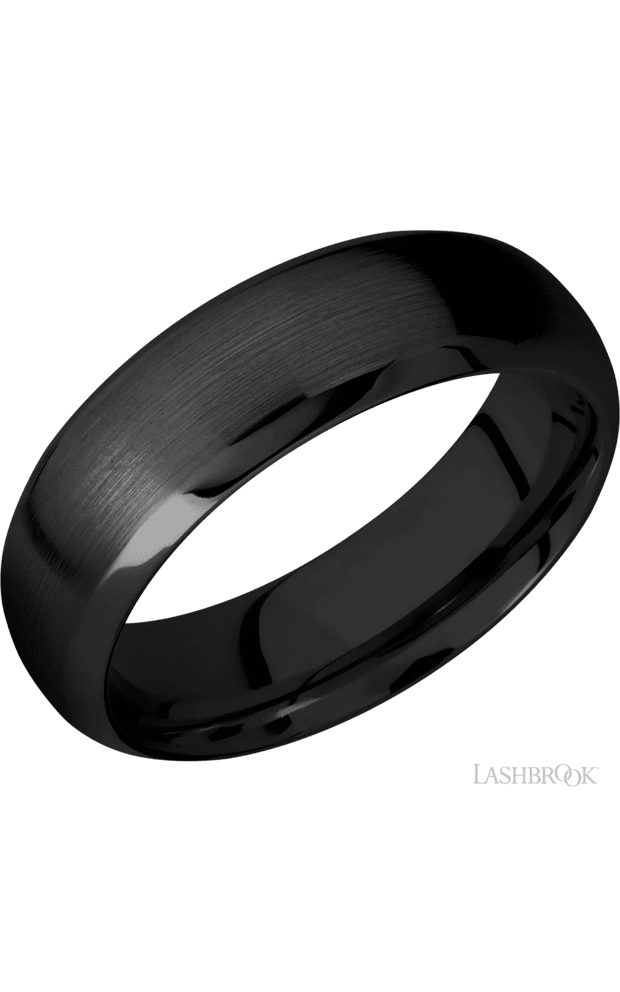 7 mm wide Domed Bevel Zirconium band.