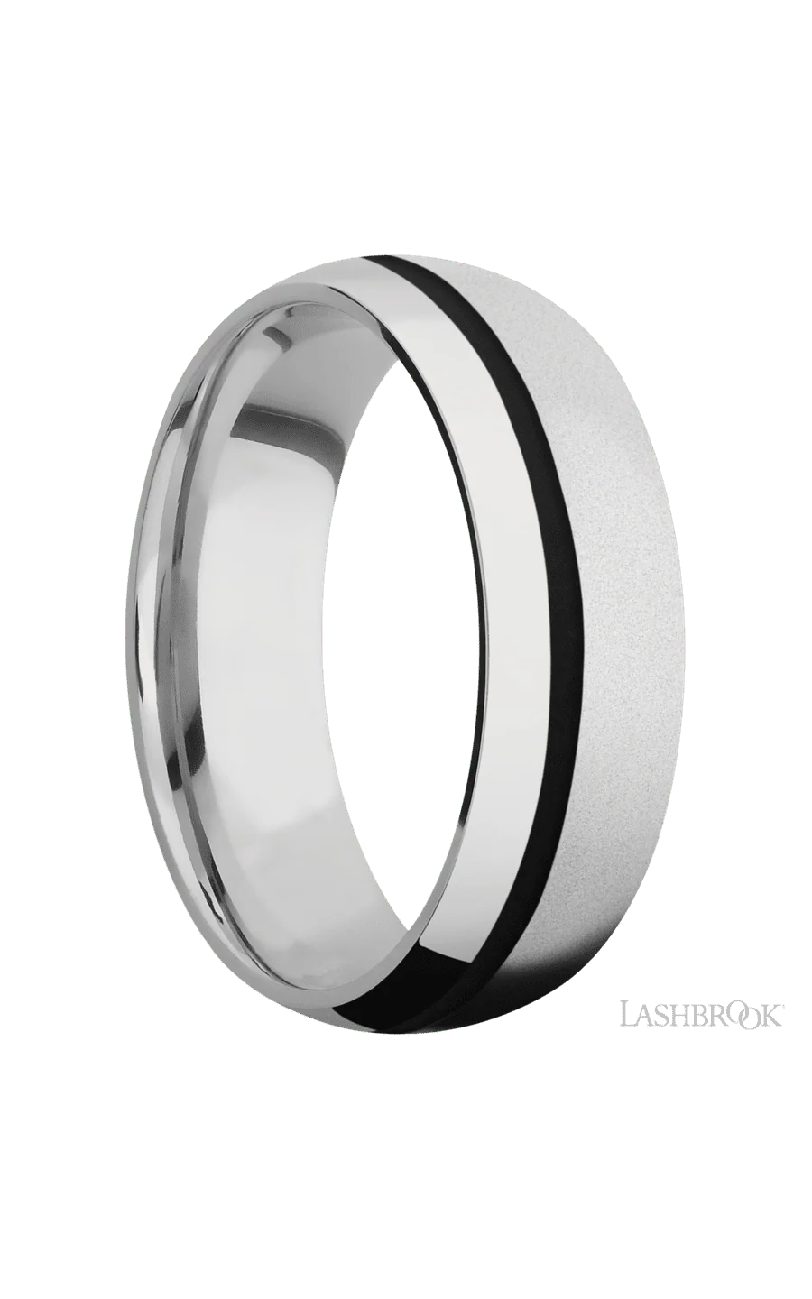 7 mm wide/Domed/Cobalt Chrome band with one 1 mm Off Center inlay of Black. - Image 2