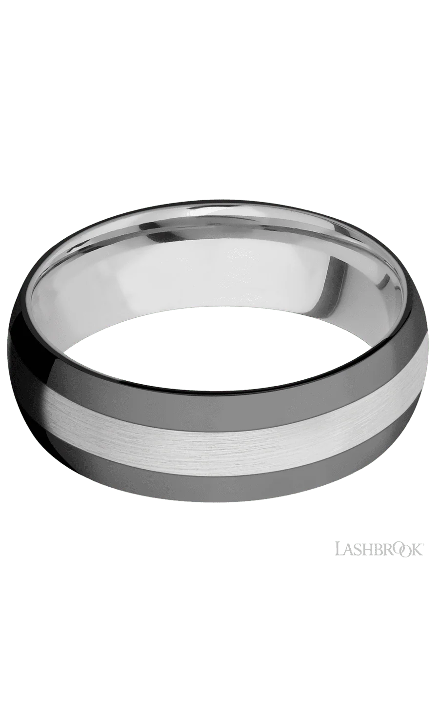 7 mm wide/Domed/Cobalt Chrome band with two 2 mm Double Off Center Edge inlays of Zirconium. - Image 3