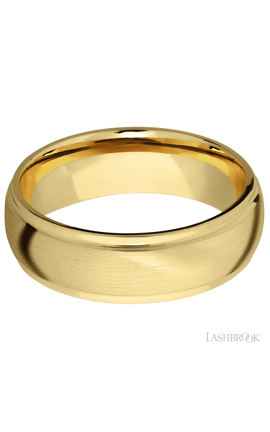 7 mm wide Domed Stepped Down Edges 10K Yellow Gold band. - Image 3