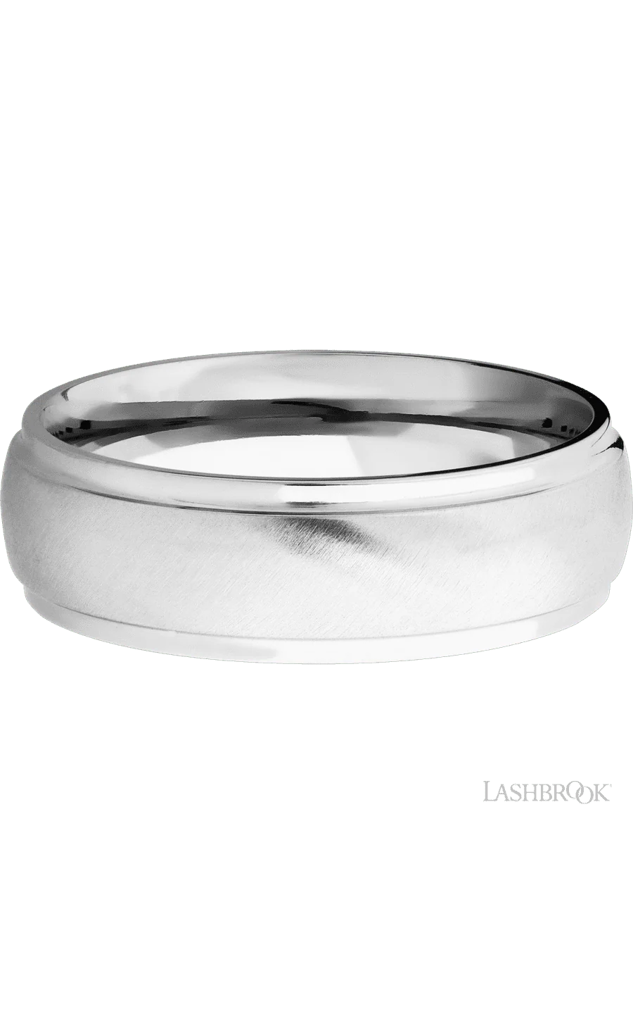 7 mm wide Domed Stepped Down Edges 14K White Gold band. - Image 3