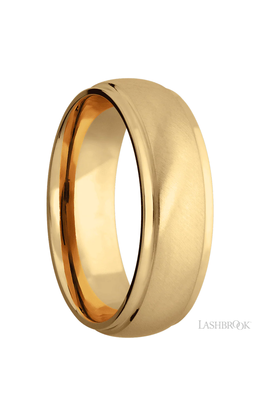 7 mm wide Domed Stepped Down Edges 14K Yellow Gold band. - Image 2