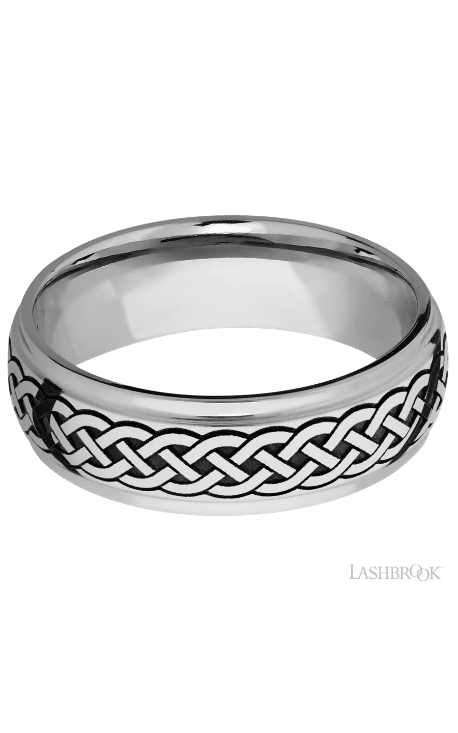 7 mm wide/Domed Stepped Down Edges/Cobalt Chrome band with a laser carved Celtic 9 pattern. - Image 3