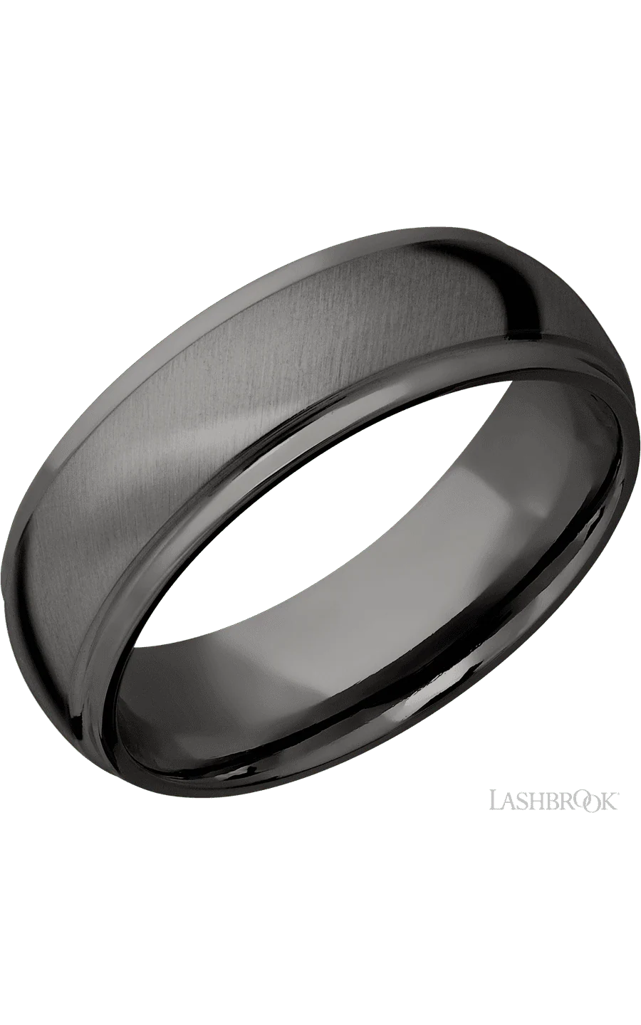 7 mm wide Domed Stepped Down Edges Tantalum Noir band.