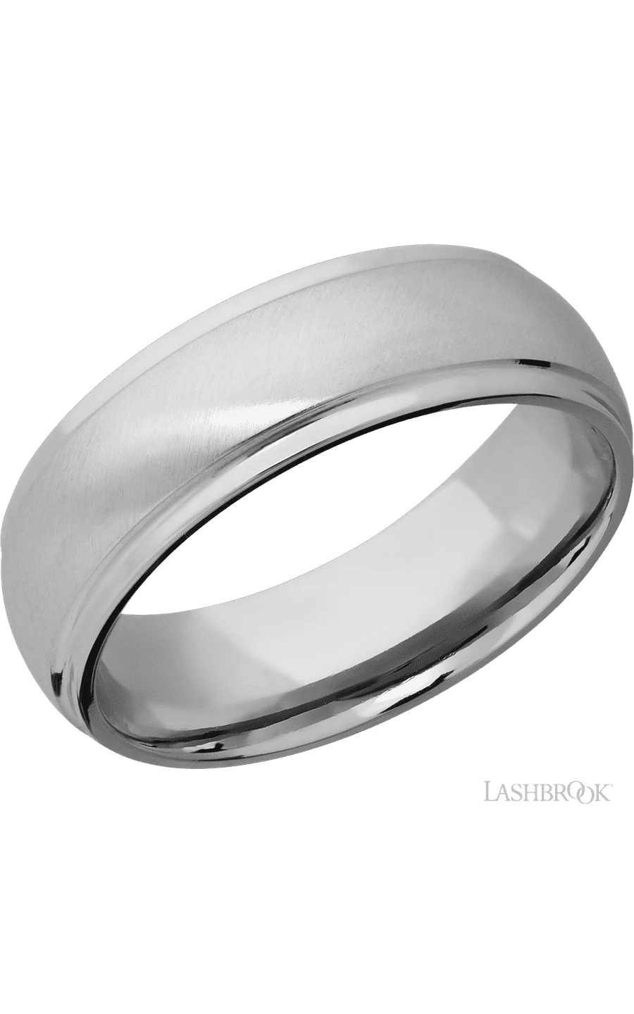 7 mm wide Domed Stepped Down Edges Titanium band.