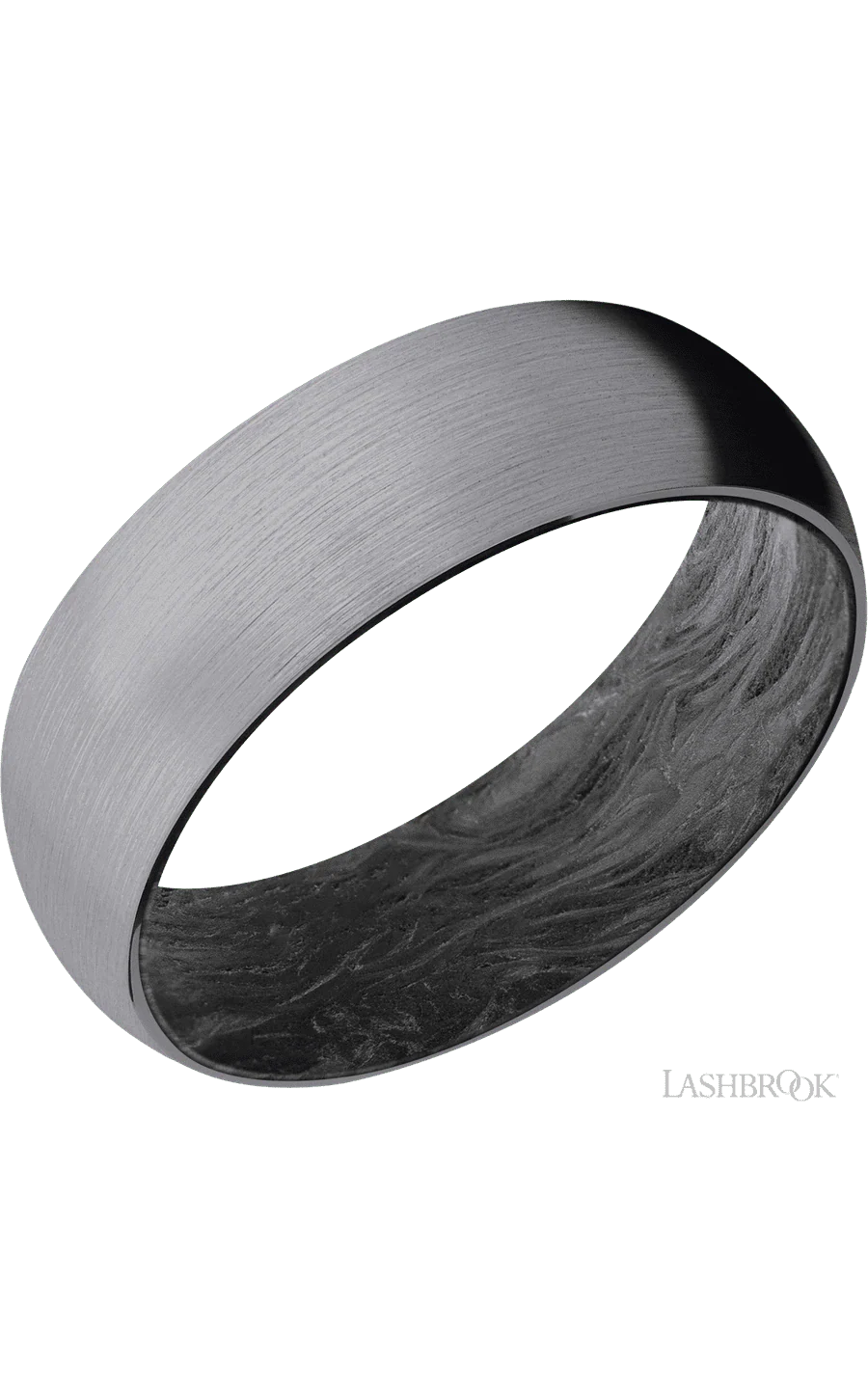 7 mm wide Domed Tantalum band featuring a Forged Carbon Fiber sleeve.
