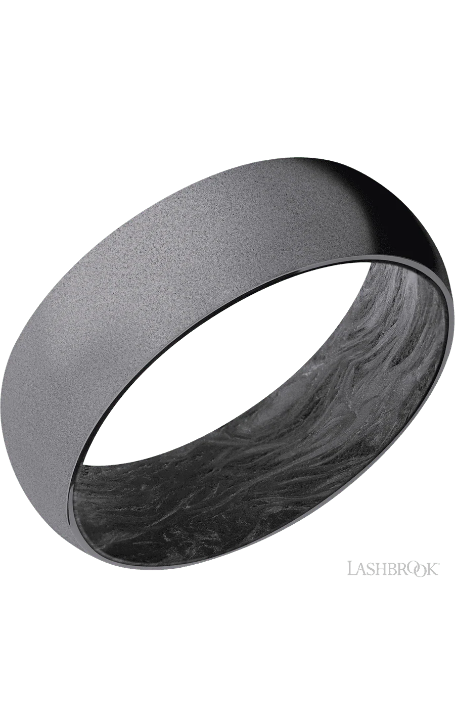 7 mm wide Domed Tantalum band featuring a Forged Carbon Fiber sleeve.