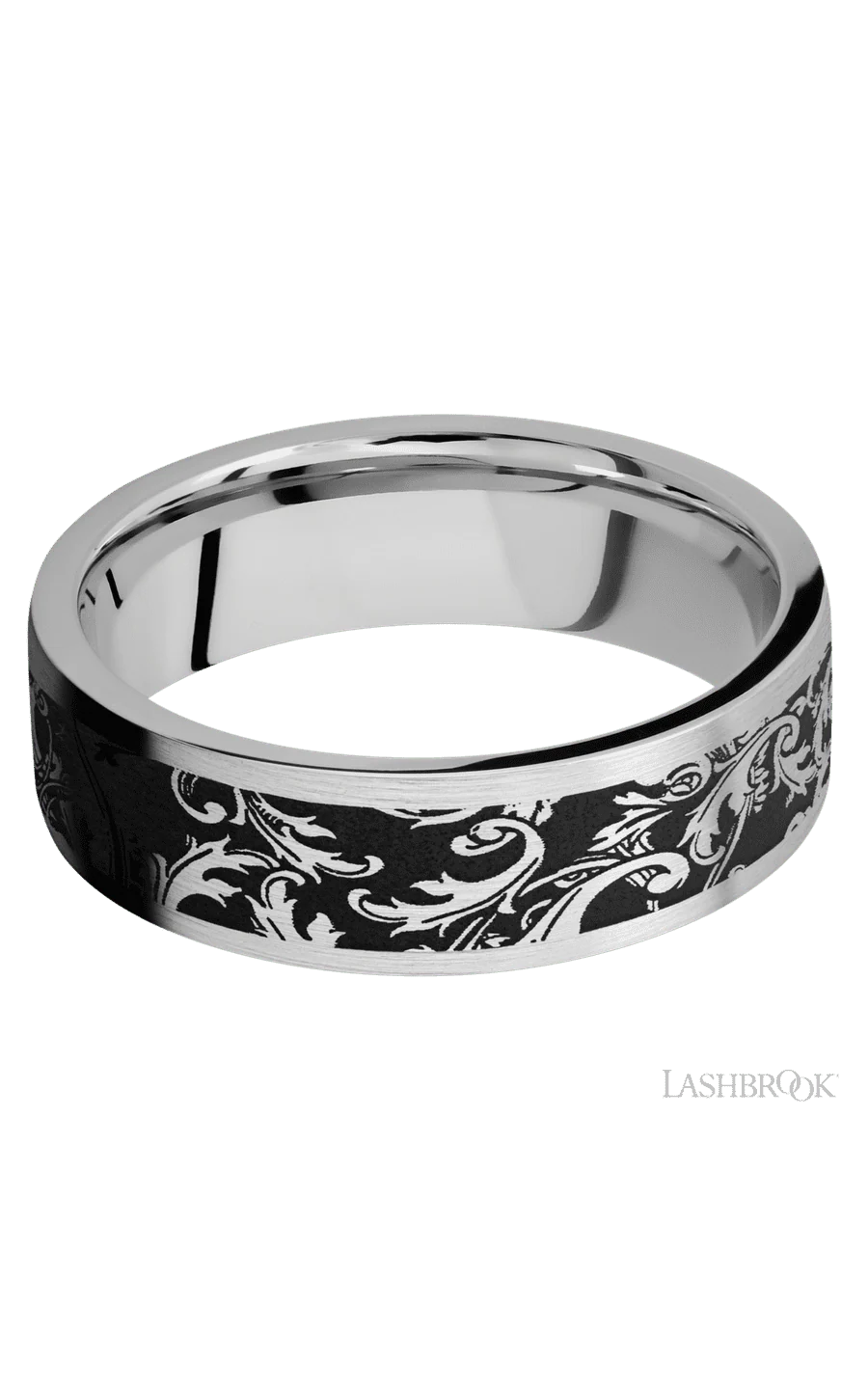 7 mm wide/Flat/Cobalt Chrome band with a laser carved Black Leaf pattern. - Image 3