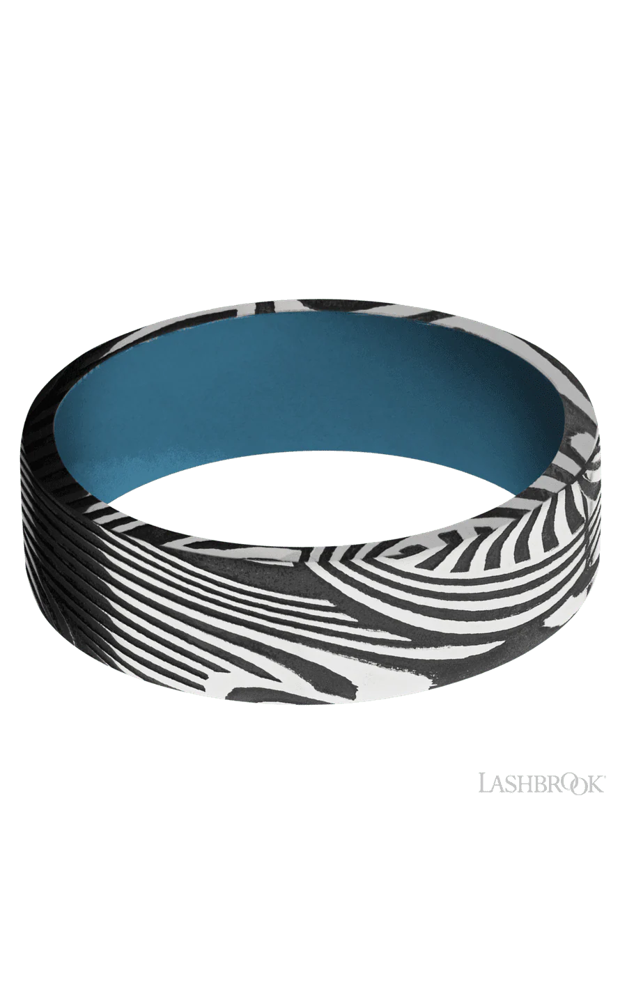 7 mm wide Flat Sunset band featuring a Royal Blue sleeve. - Image 3
