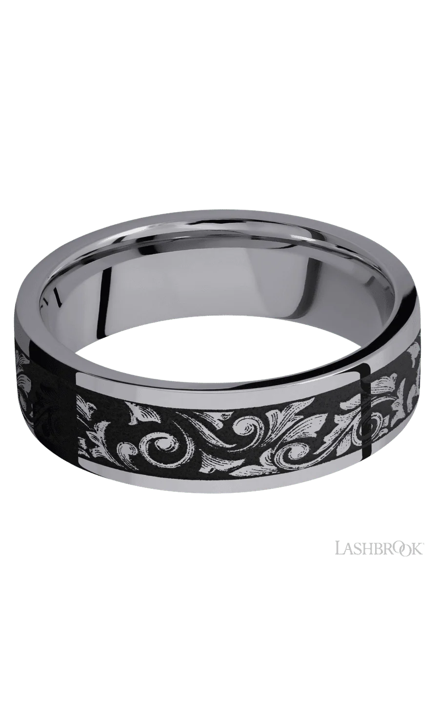 7 mm wide/Flat/Tantalum band with a laser carved Western Scroll pattern. - Image 3