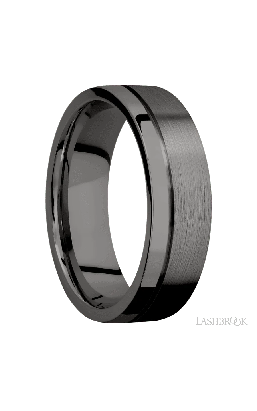 7 mm wide Flat with Off Center Accent Groove Tantalum Noir band. - Image 2
