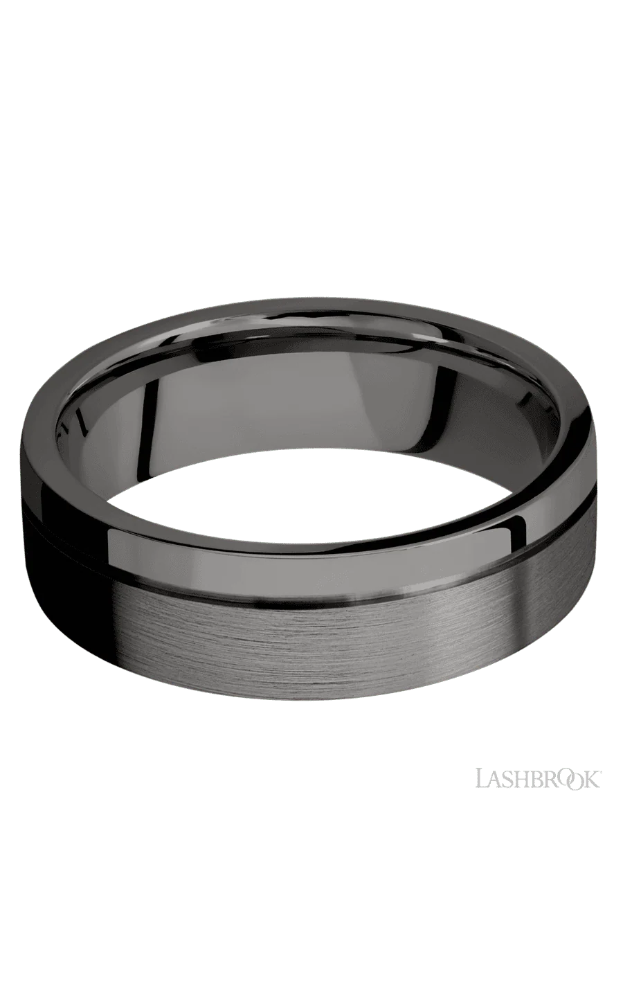 7 mm wide Flat with Off Center Accent Groove Tantalum Noir band. - Image 3